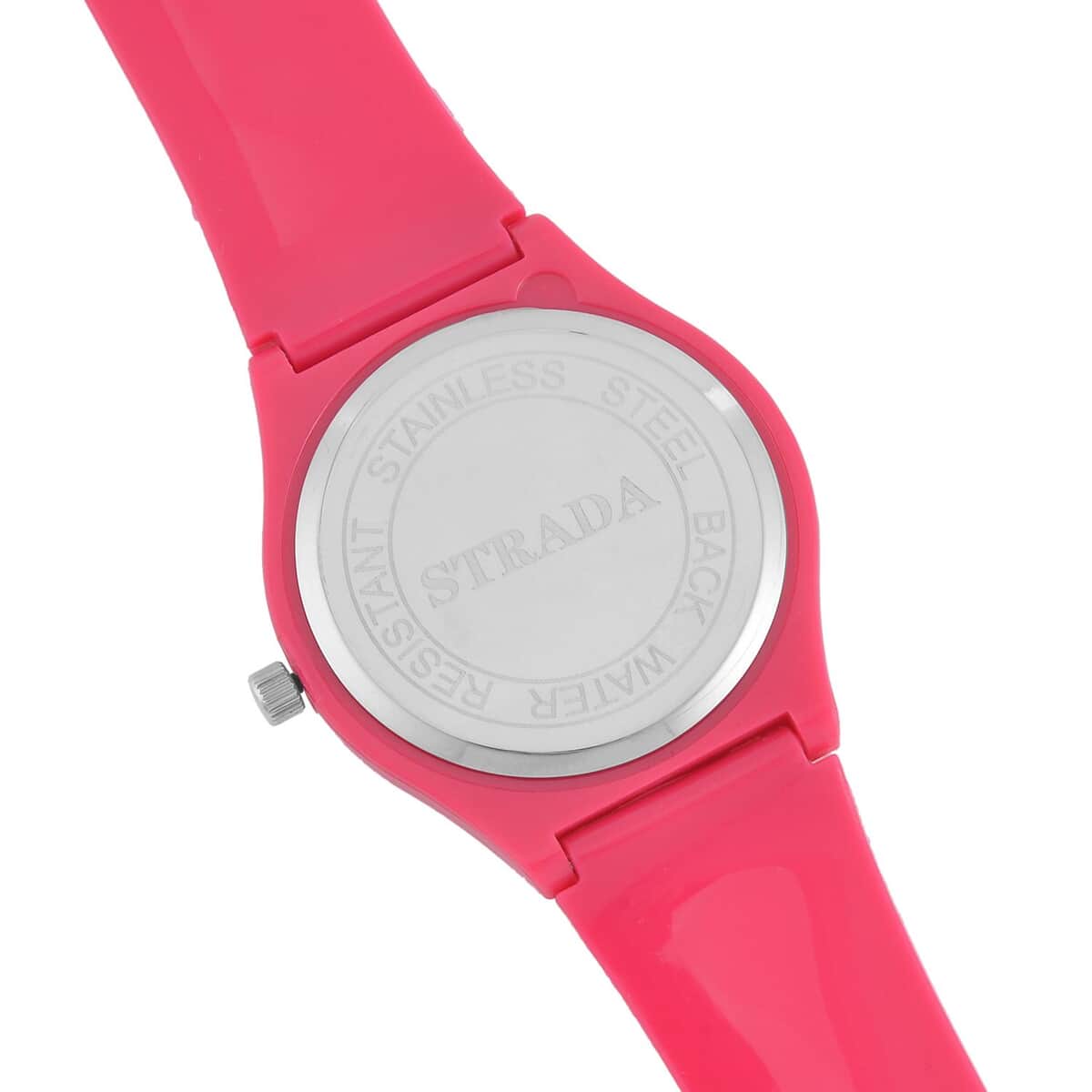 Strada Japanese Movement Purple Dial Watch with Fuchsia Silicone Strap (44mm) (5.50-7.50Inches) image number 5