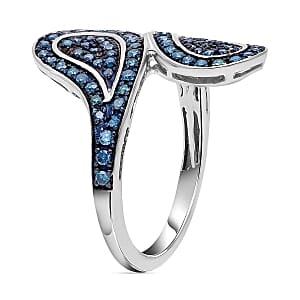 Blue Diamond 0.50 ctw Ring in Platinum Over Sterling Silver (Size 5.5)