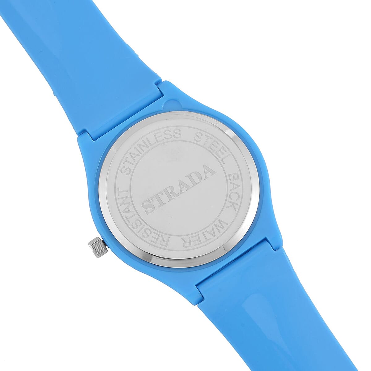 Strada Japanese Movement Fuchsia Dial Watch with Bright Blue Silicone Strap (44mm) (5.50-7.50Inches) image number 5