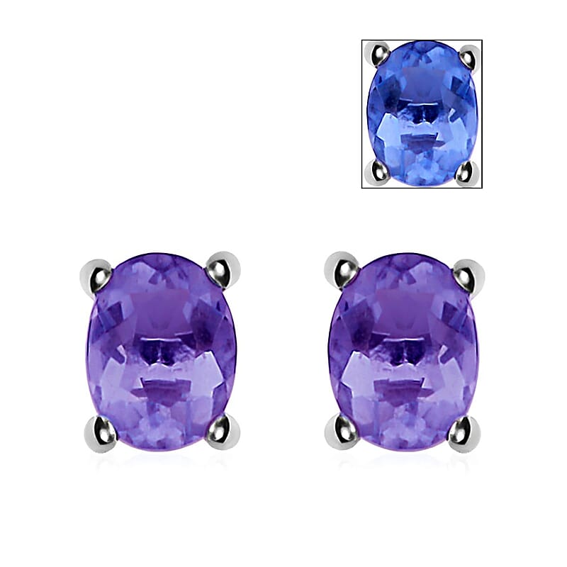 Color Change Fluorite (IR) Stud Earrings in Rhodium Over Sterling Silver 3.00 ctw