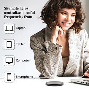 Shungite Plain Round Cellphone Large Tile, Decorative Black Mineral Tile for Mobile Phones 1.25 Approx. 35ctw