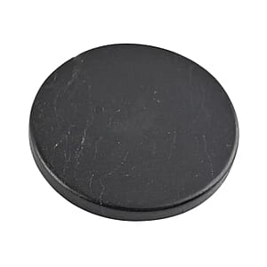 Shungite Plain Round Cellphone Large Tile, Decorative Black Mineral Tile for Mobile Phones 1.25 Approx. 35ctw