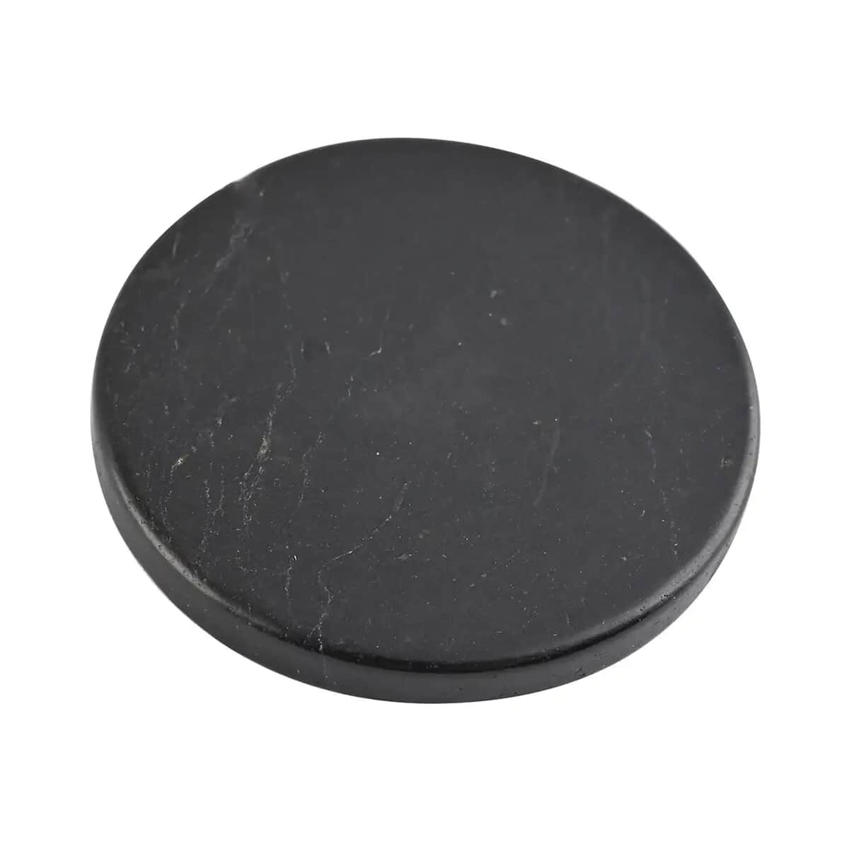 Shungite Plain Round Cellphone Large Tile, Decorative Black Mineral Tile for Mobile Phones 1.25 Approx. 35ctw image number 3
