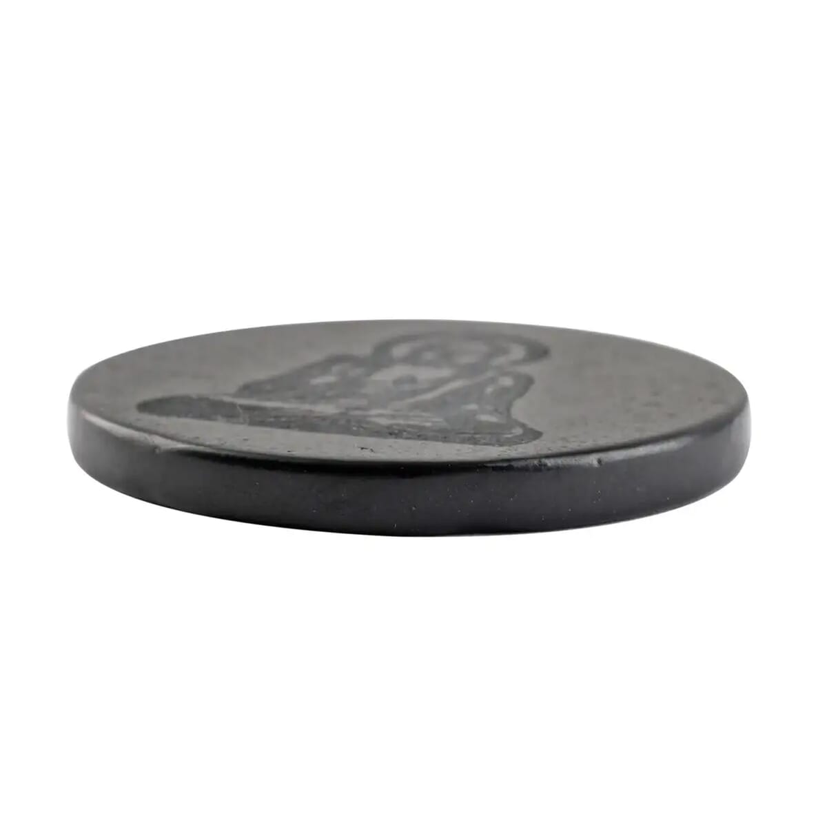 Shungite Buddha Engraved Round Cellphone Tile, Decorative Black Mineral Tile for Mobile Phones 1.25 Approx. 35ctw image number 4