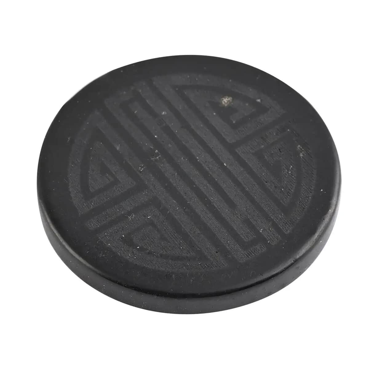 Shungite 4 Seasons Engraved Round Cellphone Tile, Decorative Black Mineral Tile for Mobile Phones 1.25 Approx. 35ctw image number 3