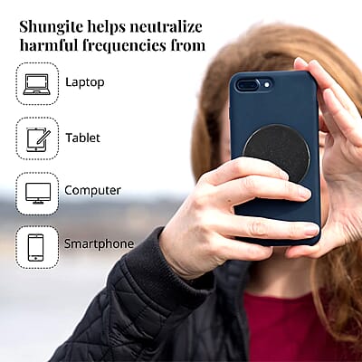 Shungite Plain Round Cellphone Mini Tile 1 Approx. 25ctw