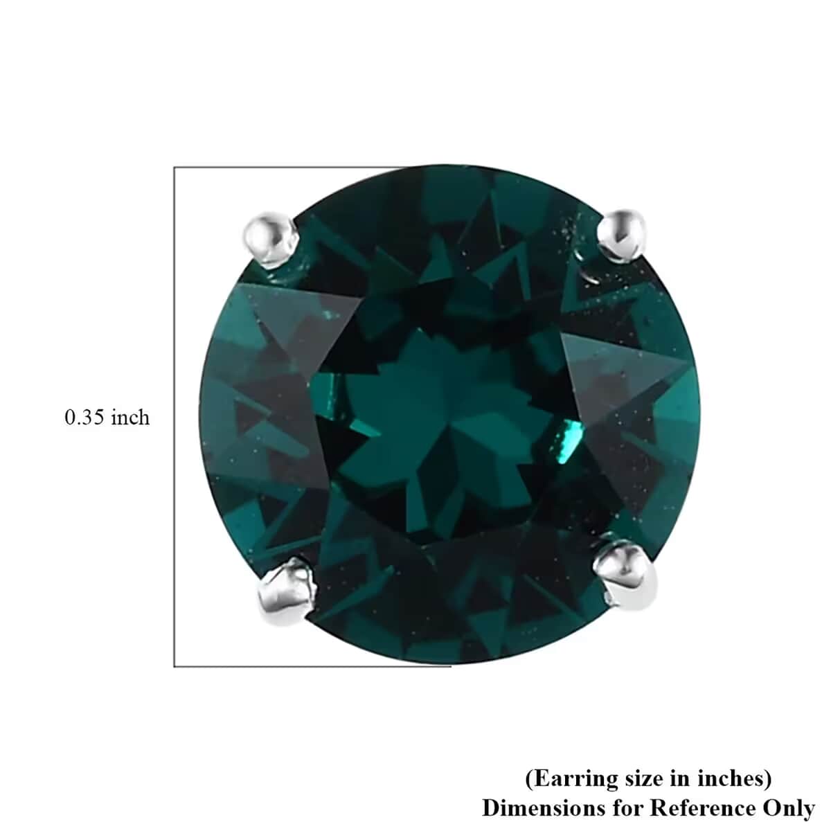 Doorbuster Emerald Color Crystal Solitaire Stud Earrings in Sterling Silver image number 6