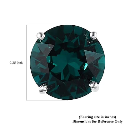 Emerald Color Crystal Solitaire Stud Earrings in Sterling Silver