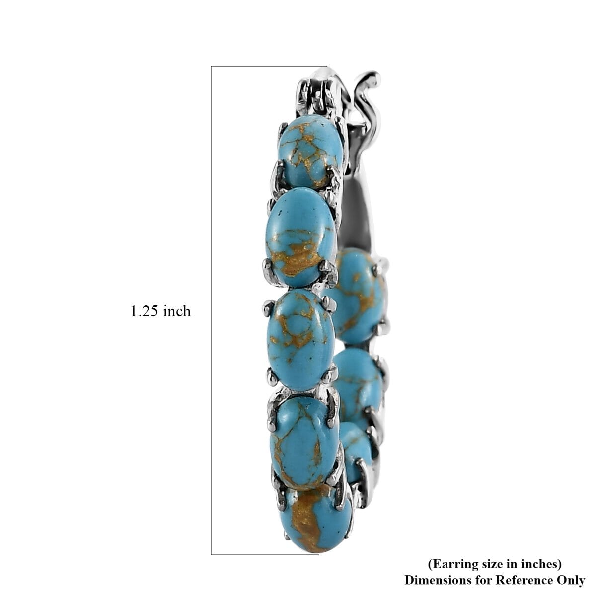 Doorbuster Mojave Blue Turquoise Hoop Earrings in Stainless Steel 7.50 ctw image number 4