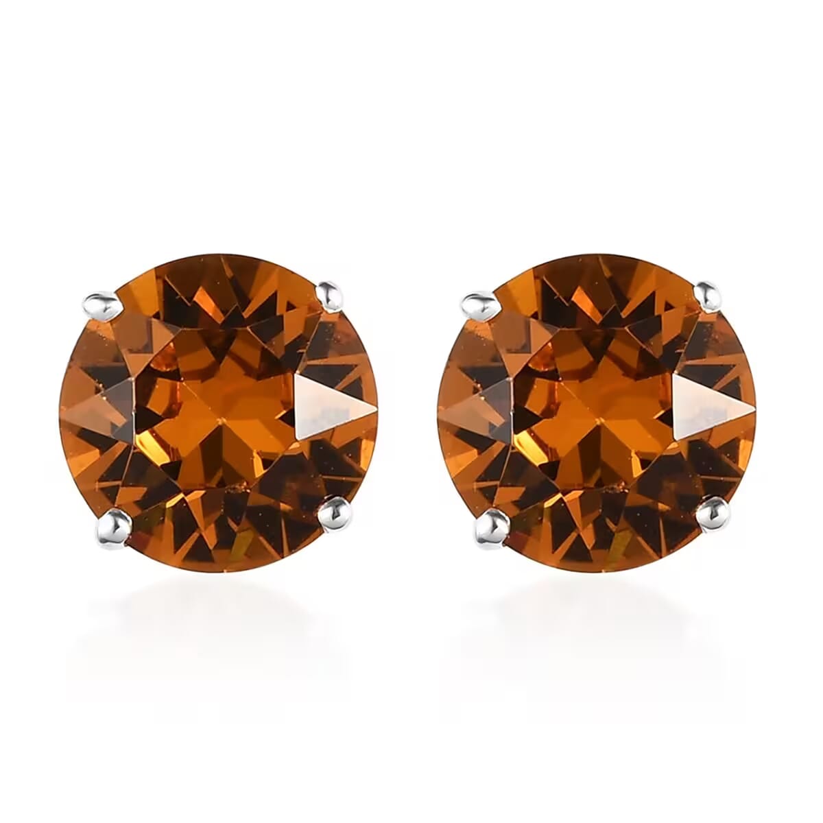 Topaz Color Crystal Solitaire Stud Earrings in Sterling Silver image number 0