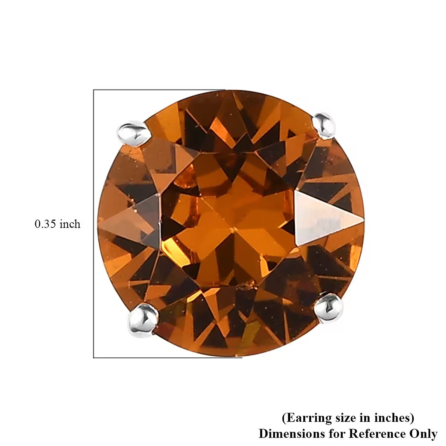 Topaz Color Crystal Solitaire Stud Earrings in Sterling Silver