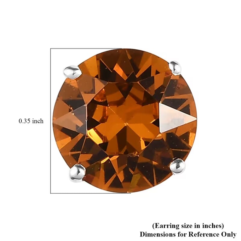 Topaz Color Crystal Solitaire Stud Earrings in Sterling Silver