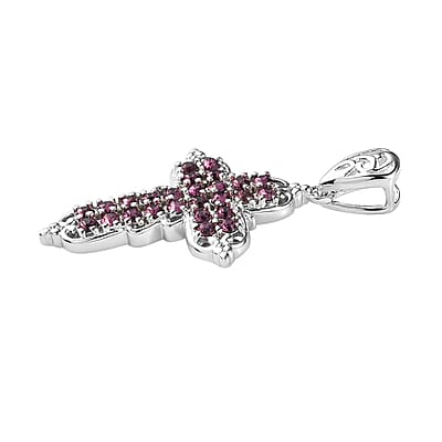 Karis Amethyst Color Crystal Cross Pendant without Chain in Platinum Bond