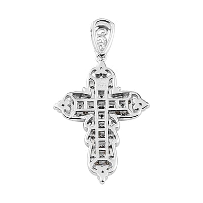 Karis Amethyst Color Crystal Cross Pendant without Chain in Platinum Bond