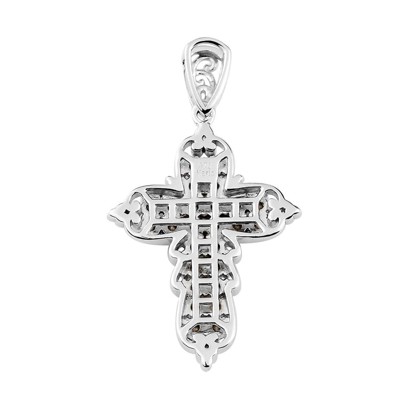 Karis Amethyst Color Crystal Cross Pendant without Chain in Platinum Bond