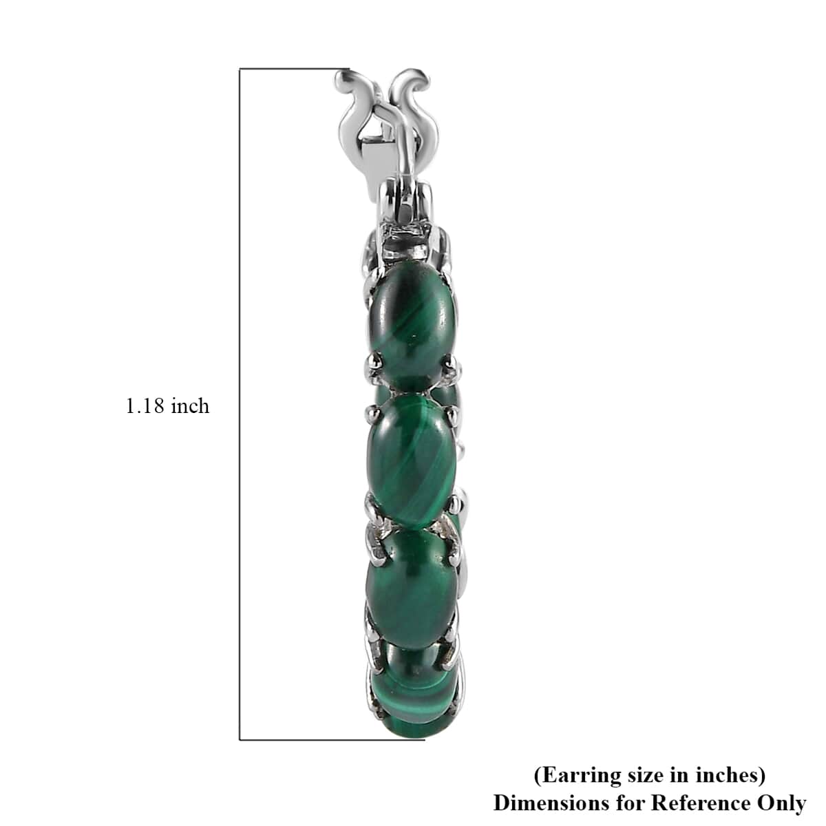 African Malachite Earrings in Stainless Steel 8.00 ctw , Tarnish-Free, Waterproof, Sweat Proof Jewelry image number 4