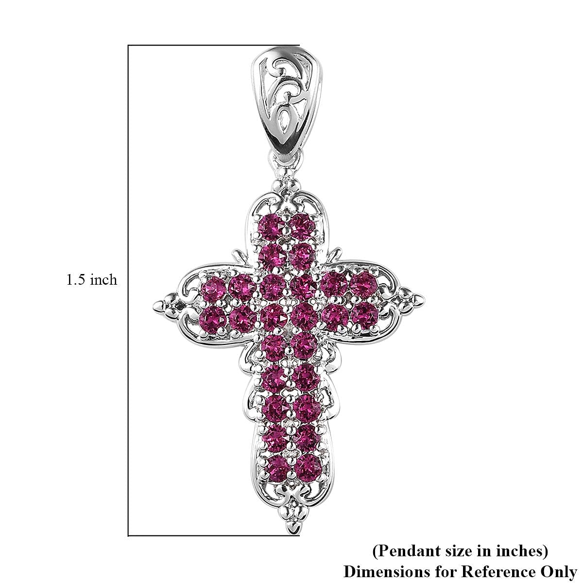 Buy Karis Fuchsia Color Crystal Cross Pendant in Platinum Bond at ShopLC.
