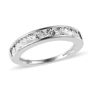 Diamond Half Eternity Band Ring in Sterling Silver (Size 10.0)