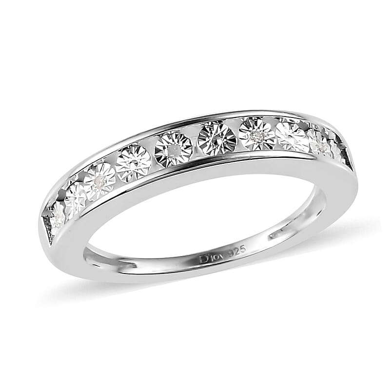 D'Joy Diamond Half Eternity Band Ring in Sterling Silver (Size 10.0)