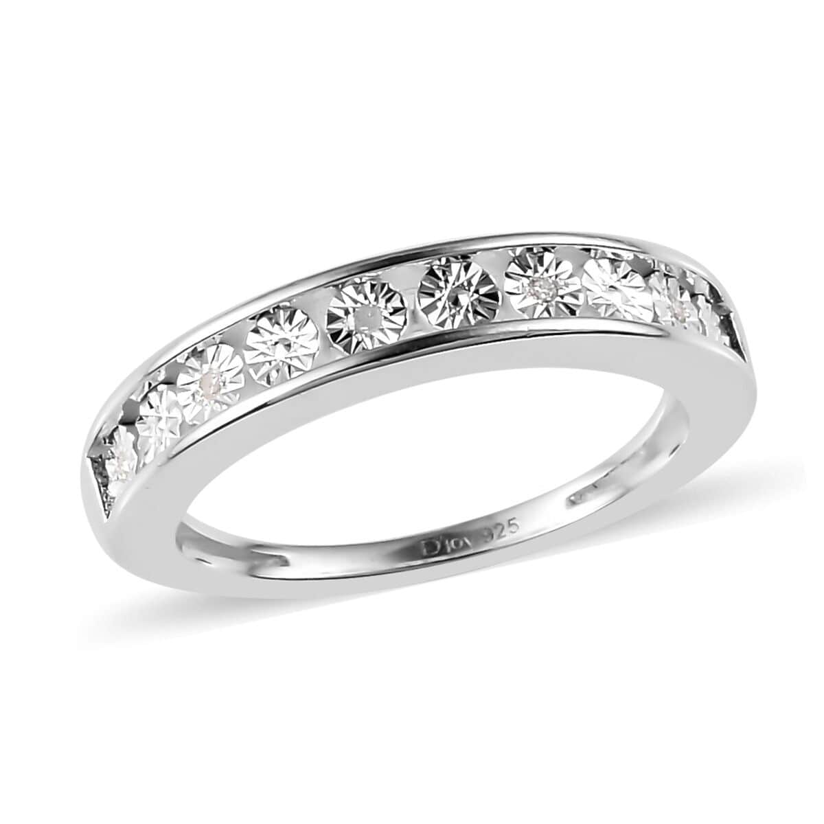 Diamond Half Eternity Band Ring in Sterling Silver (Size 10.0) image number 0