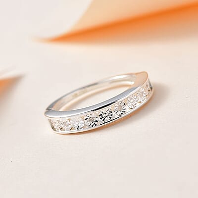 D'Joy Diamond Half Eternity Band Ring in Sterling Silver (Size 10.0)