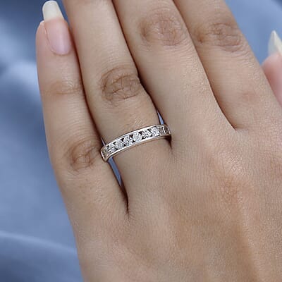 D'Joy Diamond Half Eternity Band Ring in Sterling Silver (Size 10.0)