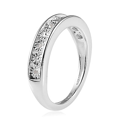 D'Joy Diamond Half Eternity Band Ring in Sterling Silver (Size 10.0)