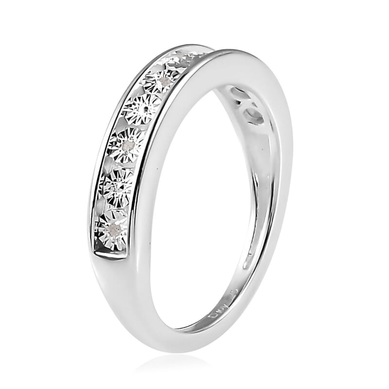 D'Joy Diamond Half Eternity Band Ring in Sterling Silver (Size 10.0)