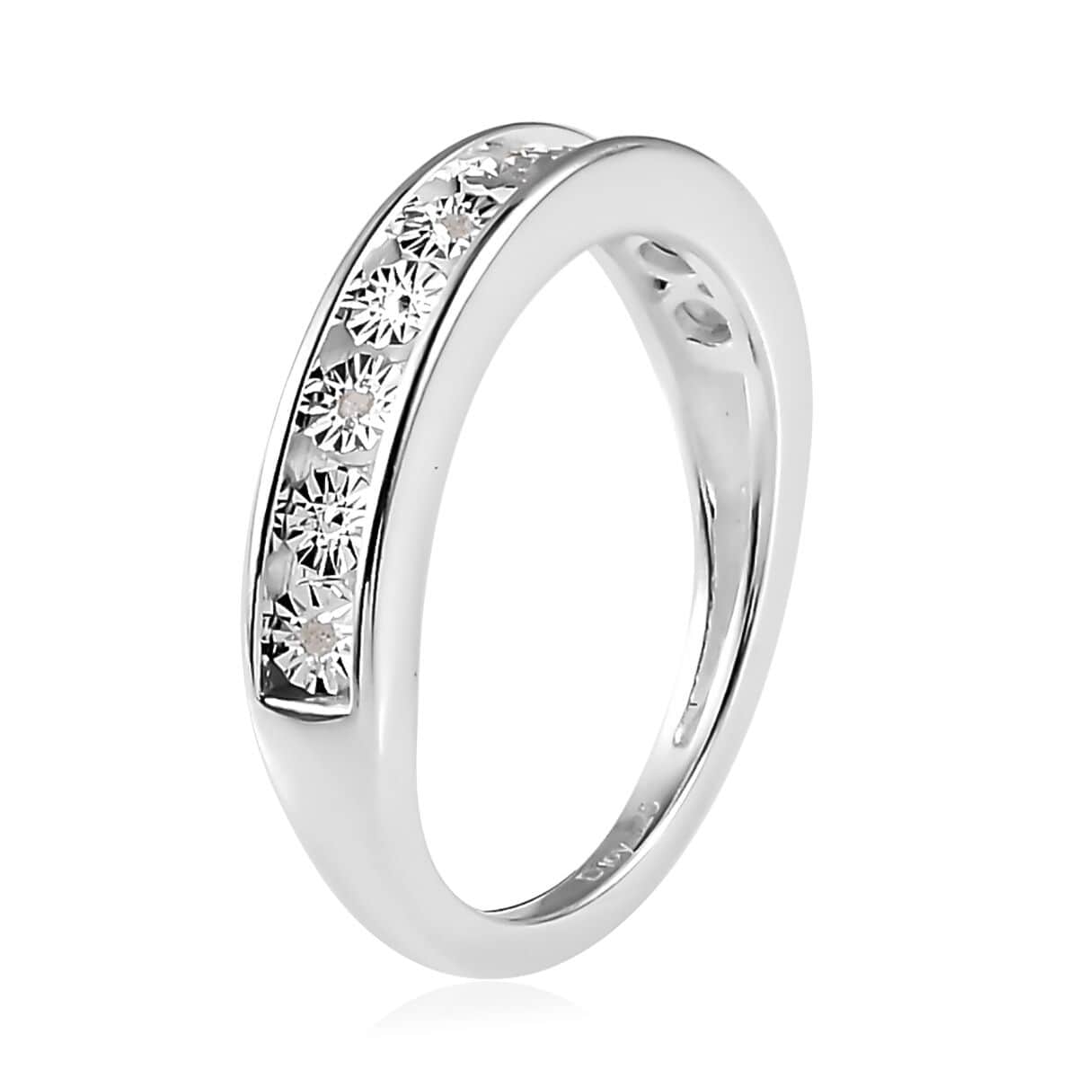 Diamond Half Eternity Band Ring in Sterling Silver (Size 10.0) image number 3