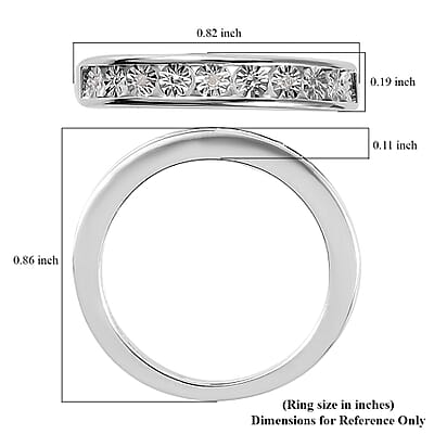 D'Joy Diamond Half Eternity Band Ring in Sterling Silver (Size 10.0)