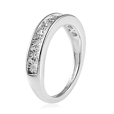 D'Joy Diamond Accent Half Eternity Band Ring in Sterling Silver (Size 7.0)