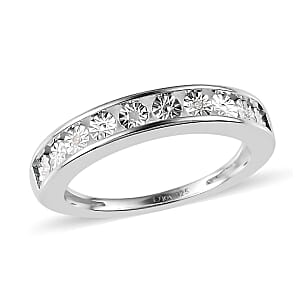 D'Joy Diamond Accent Half Eternity Band Ring in Sterling Silver (Size 8.0)