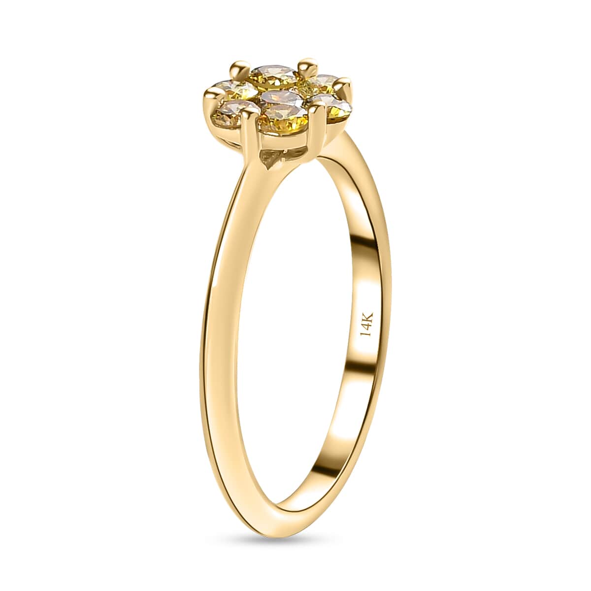 Doorbuster 10K Rose Gold Natural Yellow Diamond I3 Ring (Size 8.0) 0.50 ctw image number 3