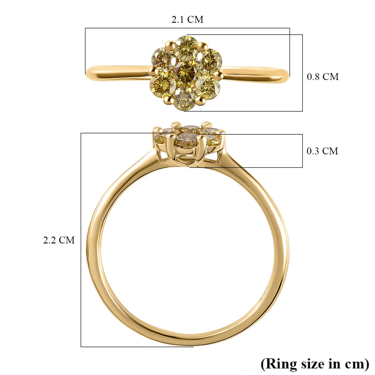 Doorbuster 10K Rose Gold Natural Yellow Diamond I3 Ring (Size 8.0) 0.50 ctw image number 5