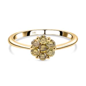 10K Rose Gold Natural Yellow Diamond I3 Floral Ring (Size 8.0) 0.50 ctw