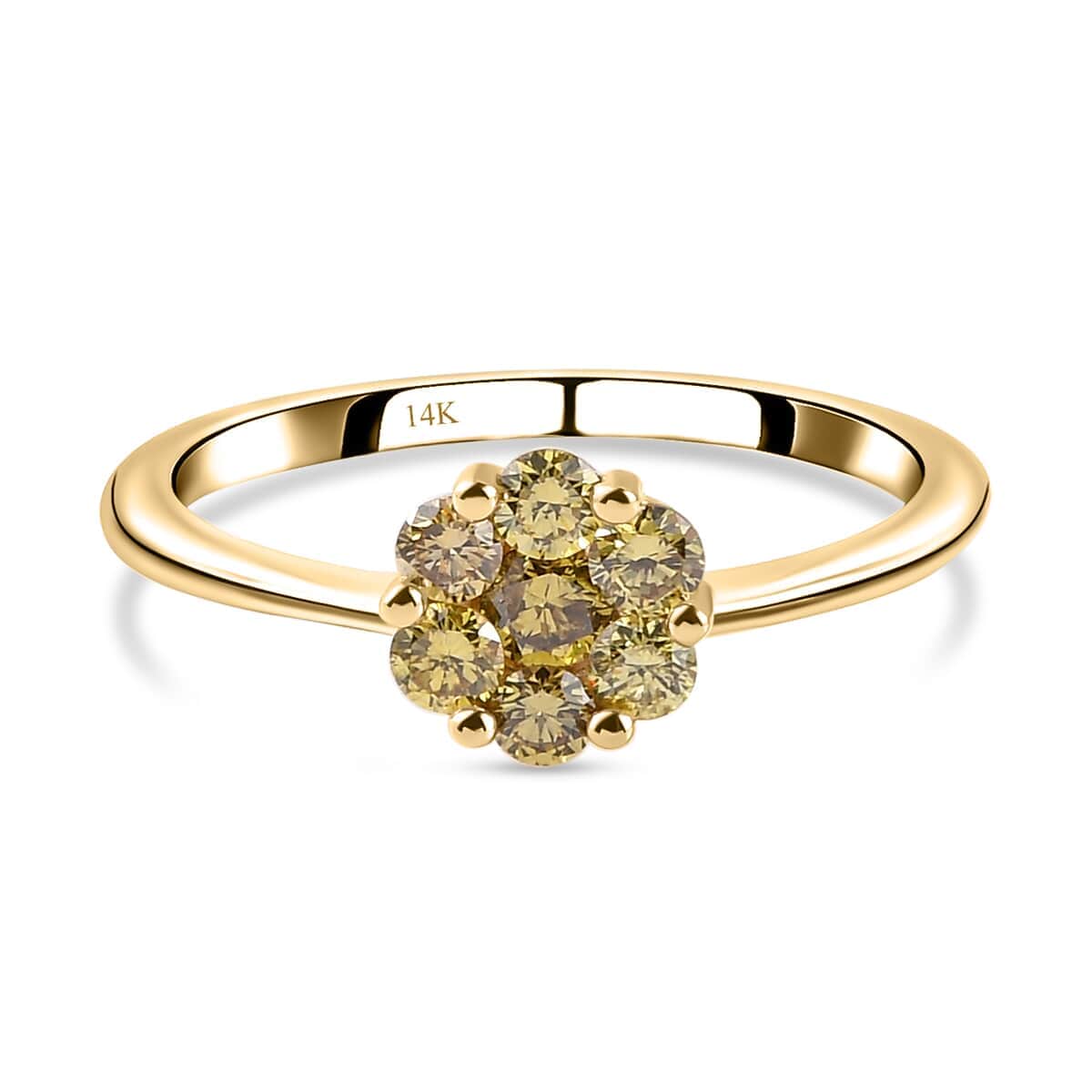 10K Rose Gold Natural Yellow Diamond I3 Floral Ring (Size 8.0) 0.50 ctw image number 0