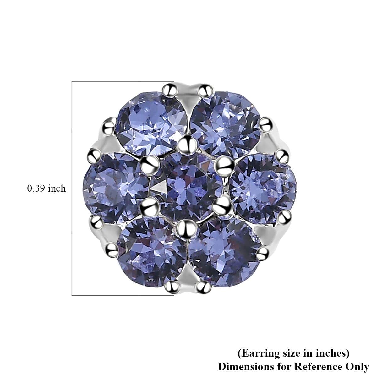 Tanzanite Color Crystal Floral Stud Earrings in Sterling Silver image number 4