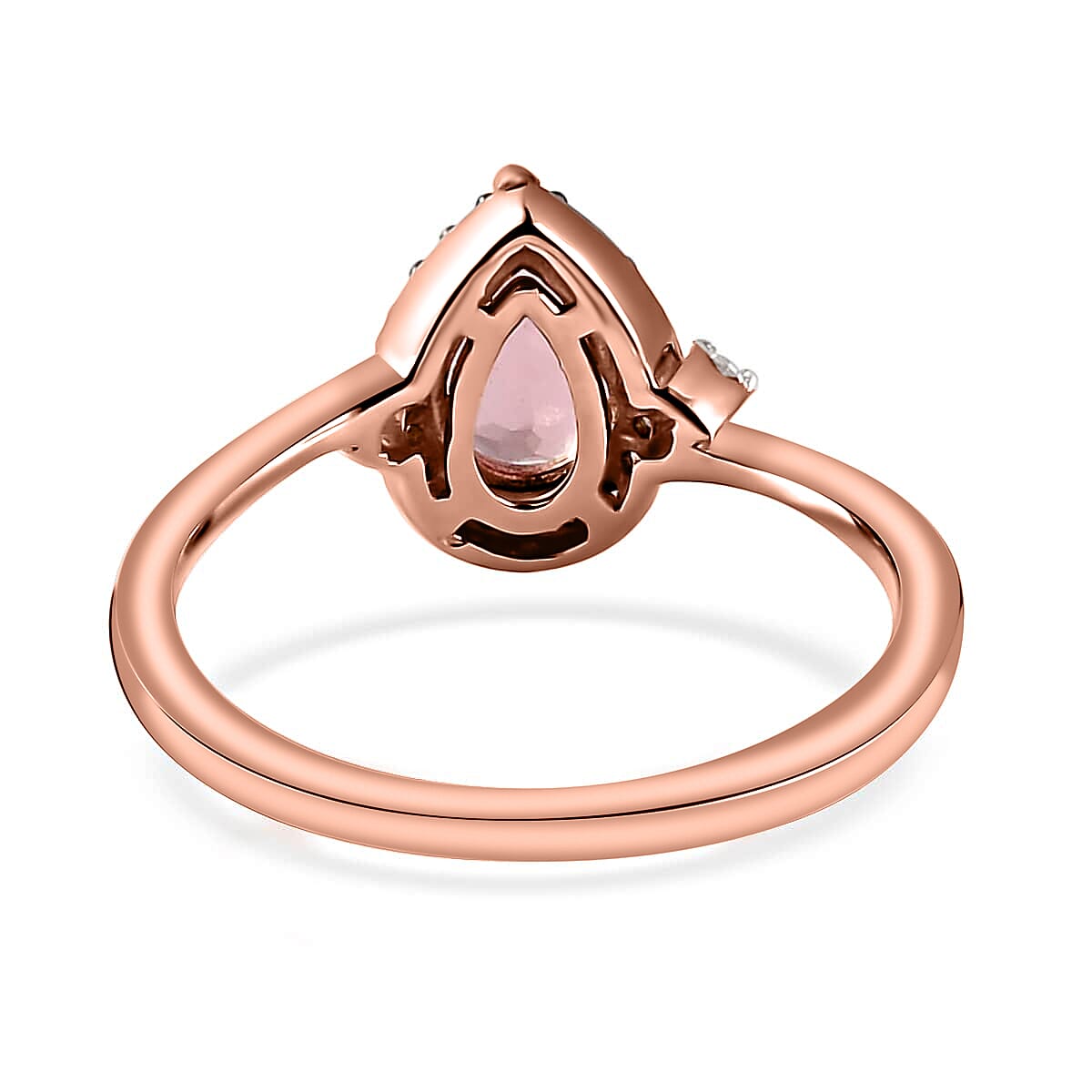 Blush Tourmaline Ring, White and Coffee Zircon Accent Ring, Tourmaline Halo Ring, Vermeil Rose Gold Over Sterling Silver Ring, Promise Ring For Her 0.75 ctw