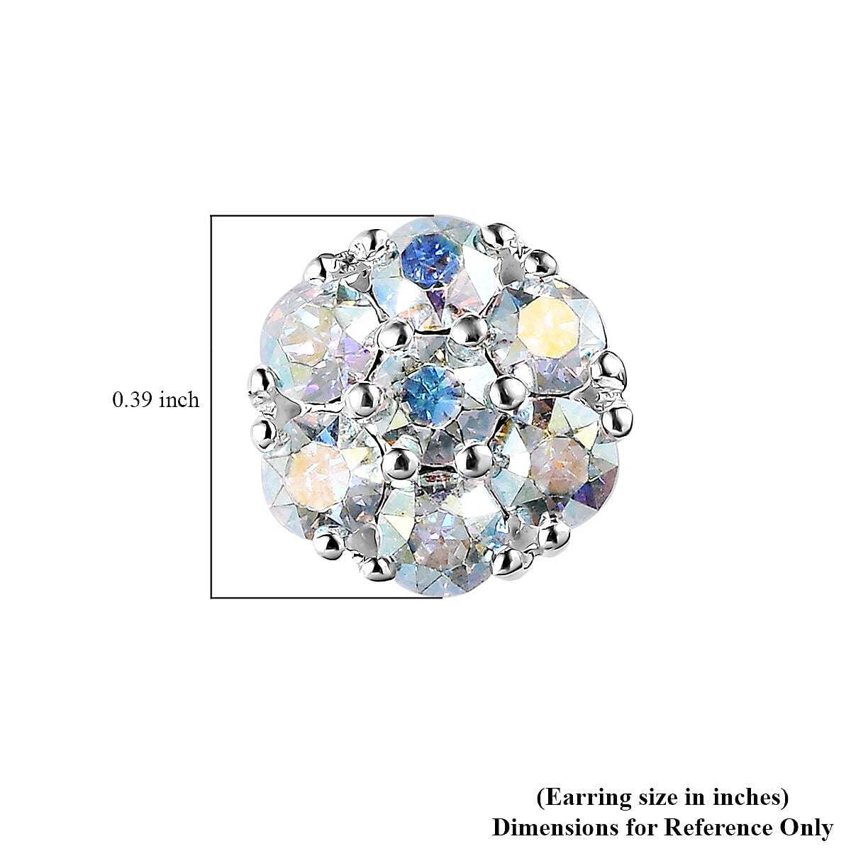 Aurora Borealis Crystal Floral Stud Earrings in Sterling Silver image number 4