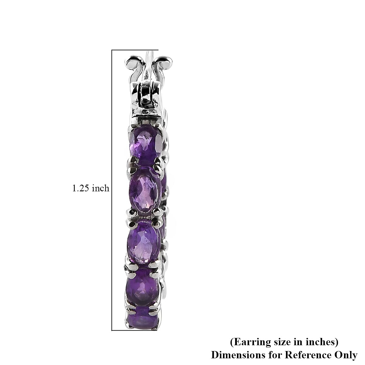 African Amethyst 7.65 ctw Hoop Earrings in Stainless Steel image number 3
