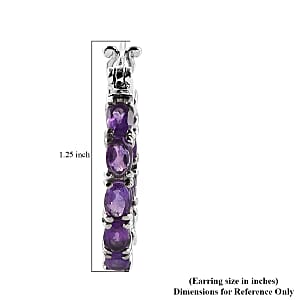 African Amethyst 7.65 ctw Hoop Earrings in Stainless Steel