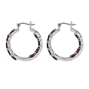 Mozambique Garnet 9.10 ctw Hoop Earrings in Stainless Steel