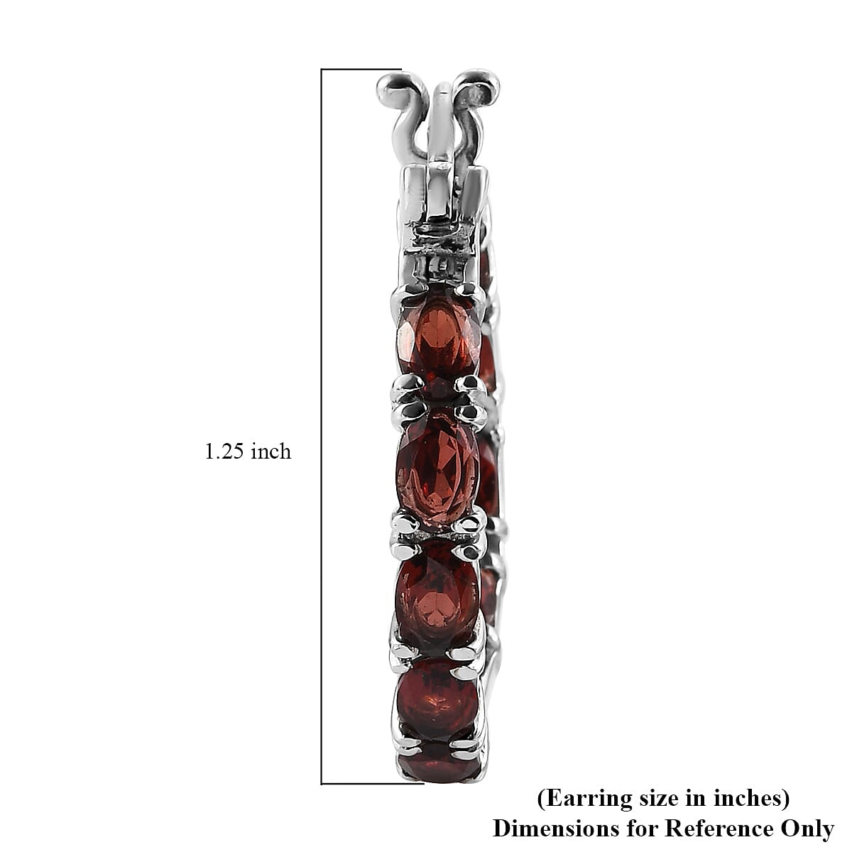 Mozambique Garnet 9.10 ctw Hoop Earrings in Stainless Steel image number 3