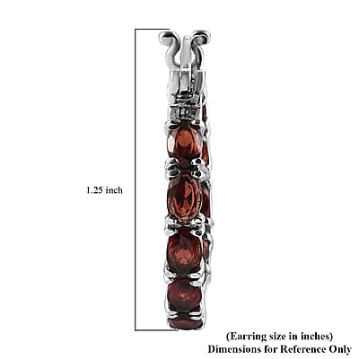 Mozambique Garnet 9.10 ctw Hoop Earrings in Stainless Steel