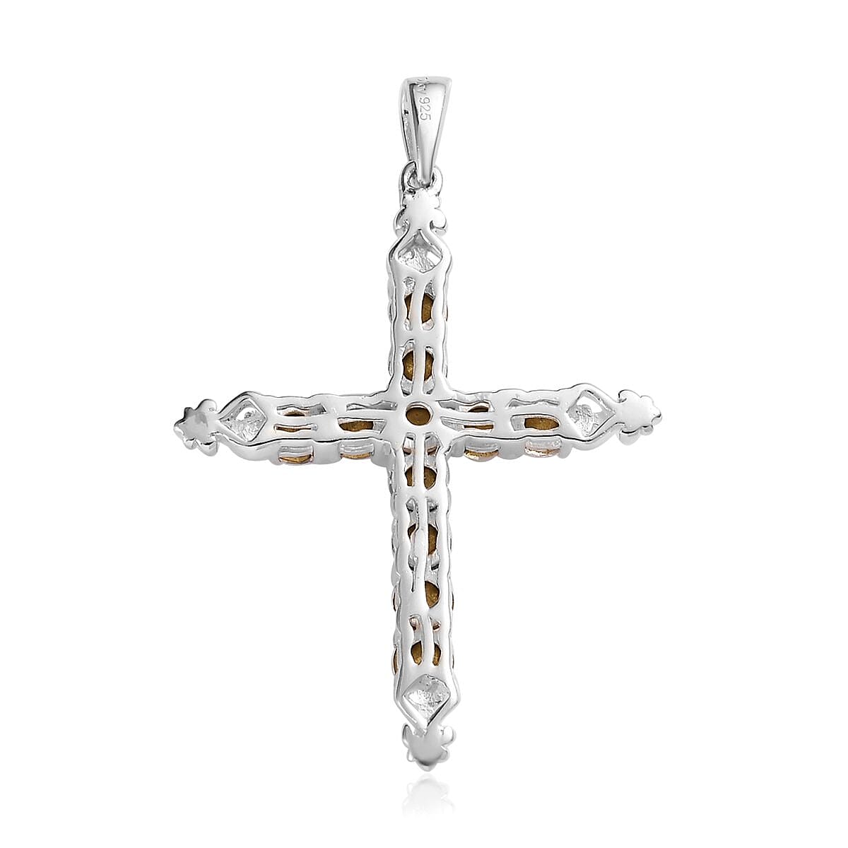 Aurora Borealis Crystal Cross Pendant without Chain in Sterling Silver