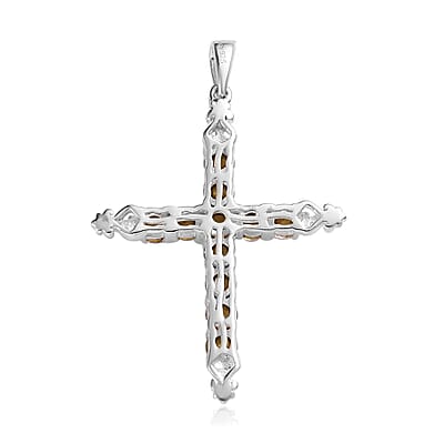 Aurora Borealis Crystal Cross Pendant without Chain in Sterling Silver