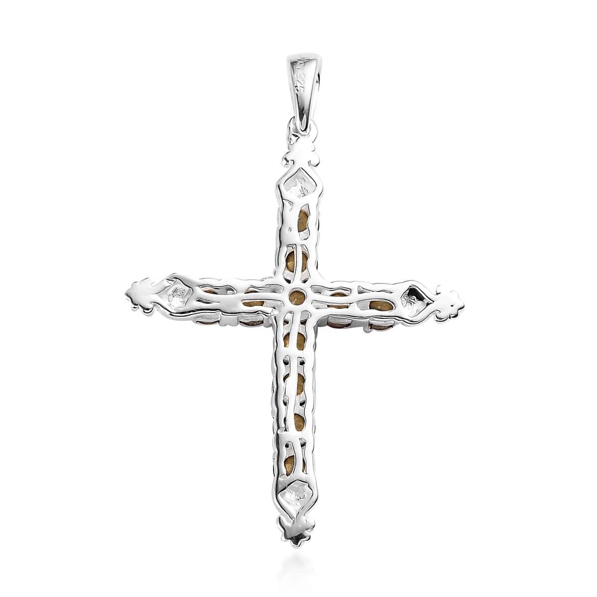 Ruby Color Crystal Cross Pendant in Sterling Silver image number 4