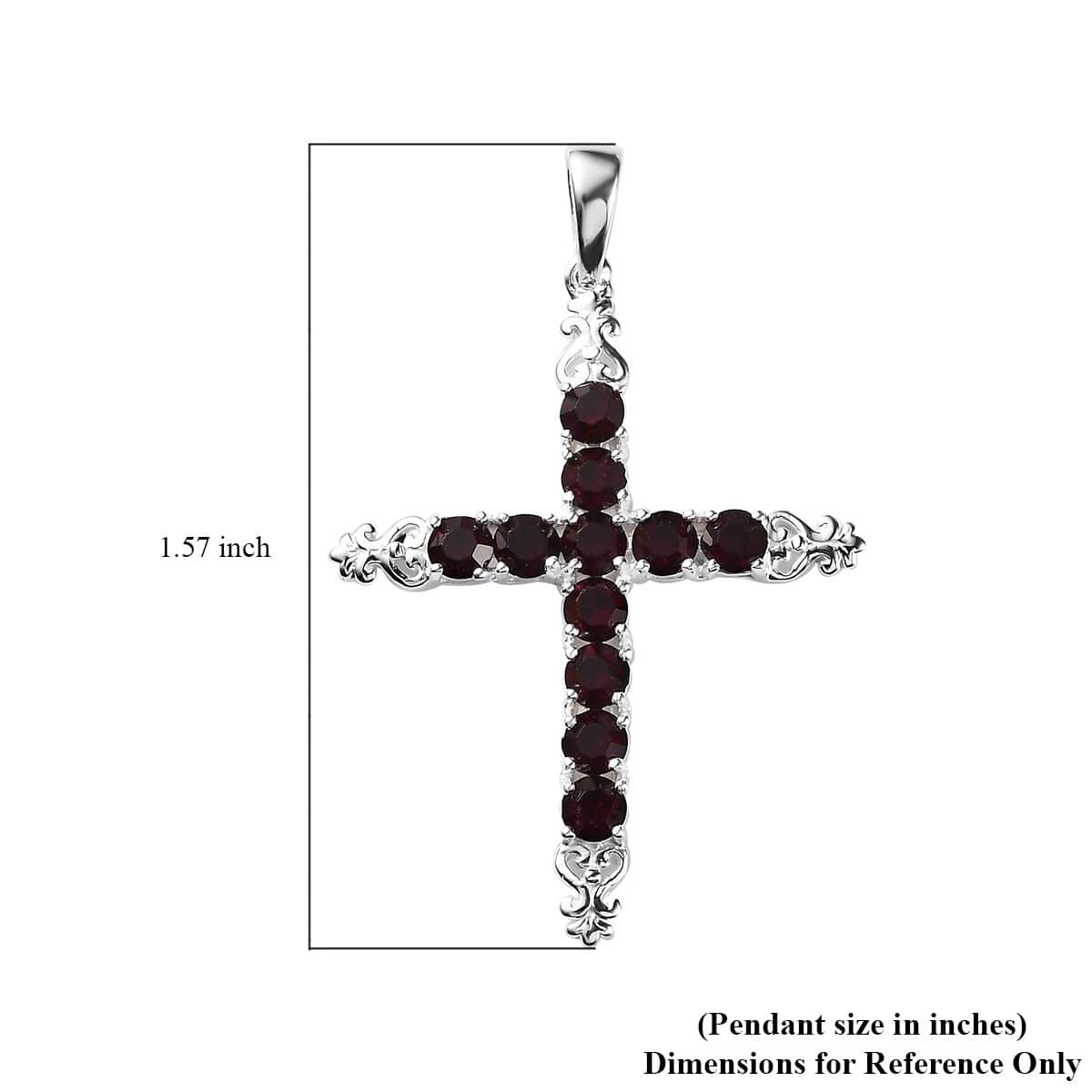 Ruby Color Crystal Cross Pendant in Sterling Silver image number 5