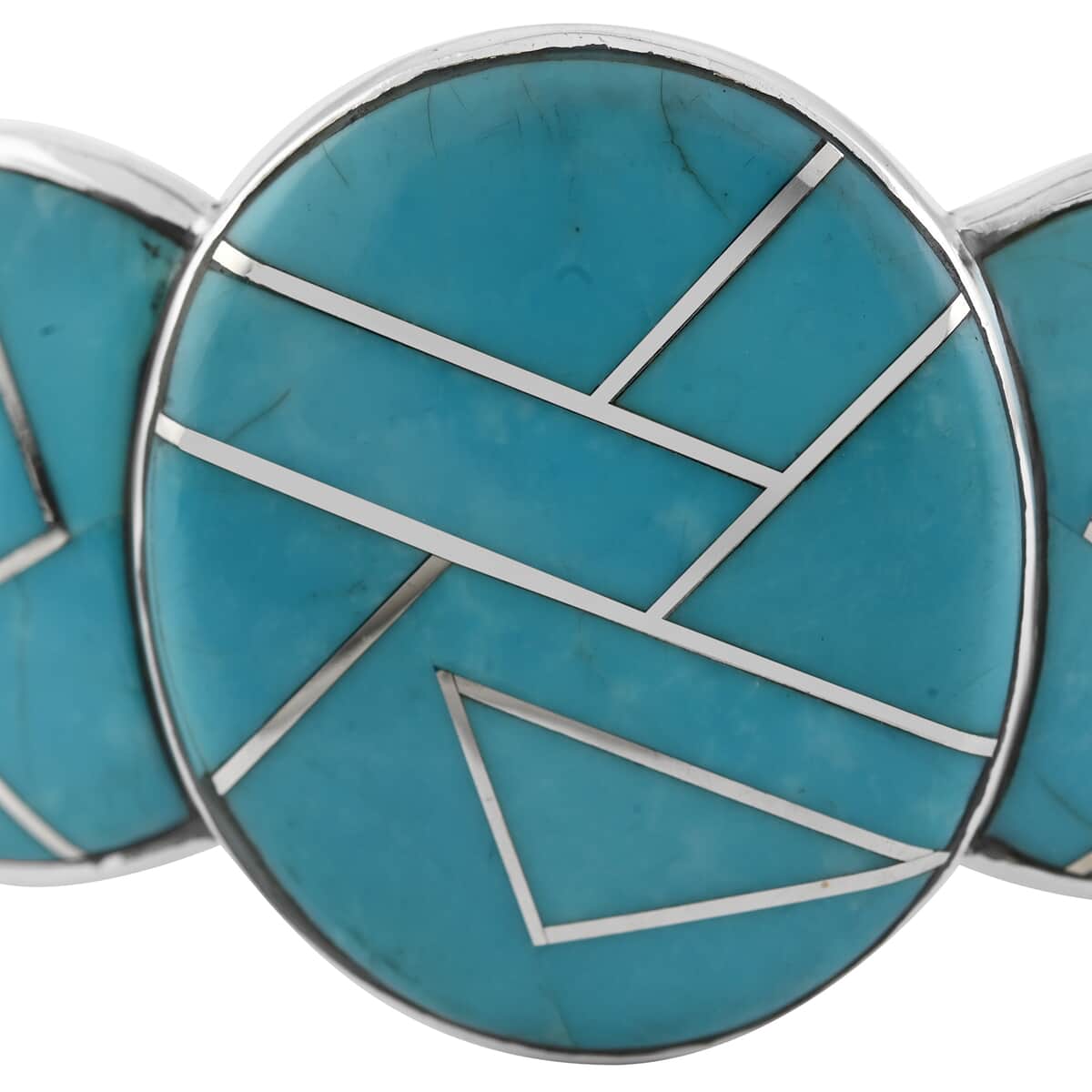 SANTA FE Style Turquoise Cuff Bracelet in Sterling Silver (6.50 In) 40.10 Grams 3.50 ctw image number 2