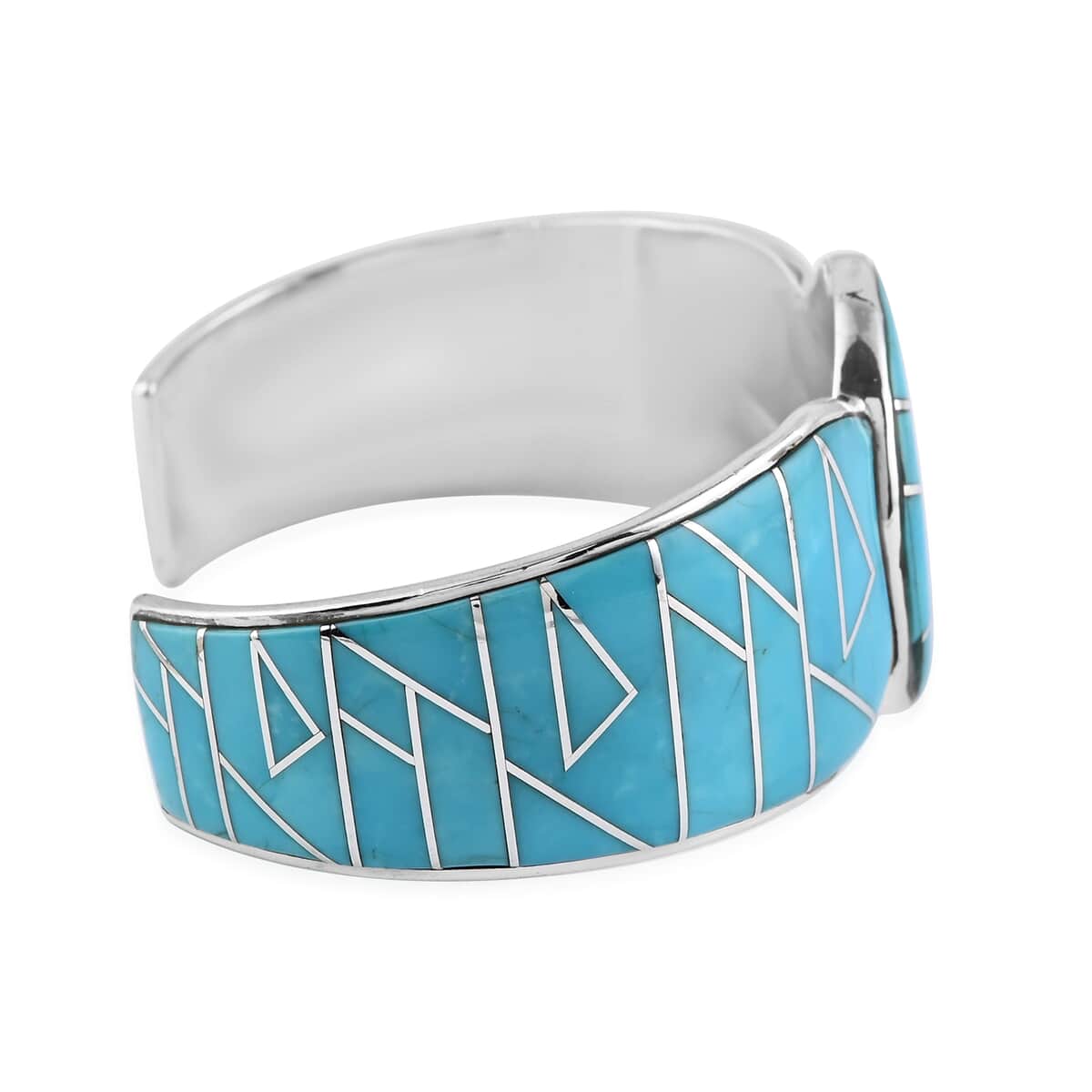 SANTA FE Style Turquoise Cuff Bracelet in Sterling Silver (6.50 In) 40.10 Grams 3.50 ctw image number 3